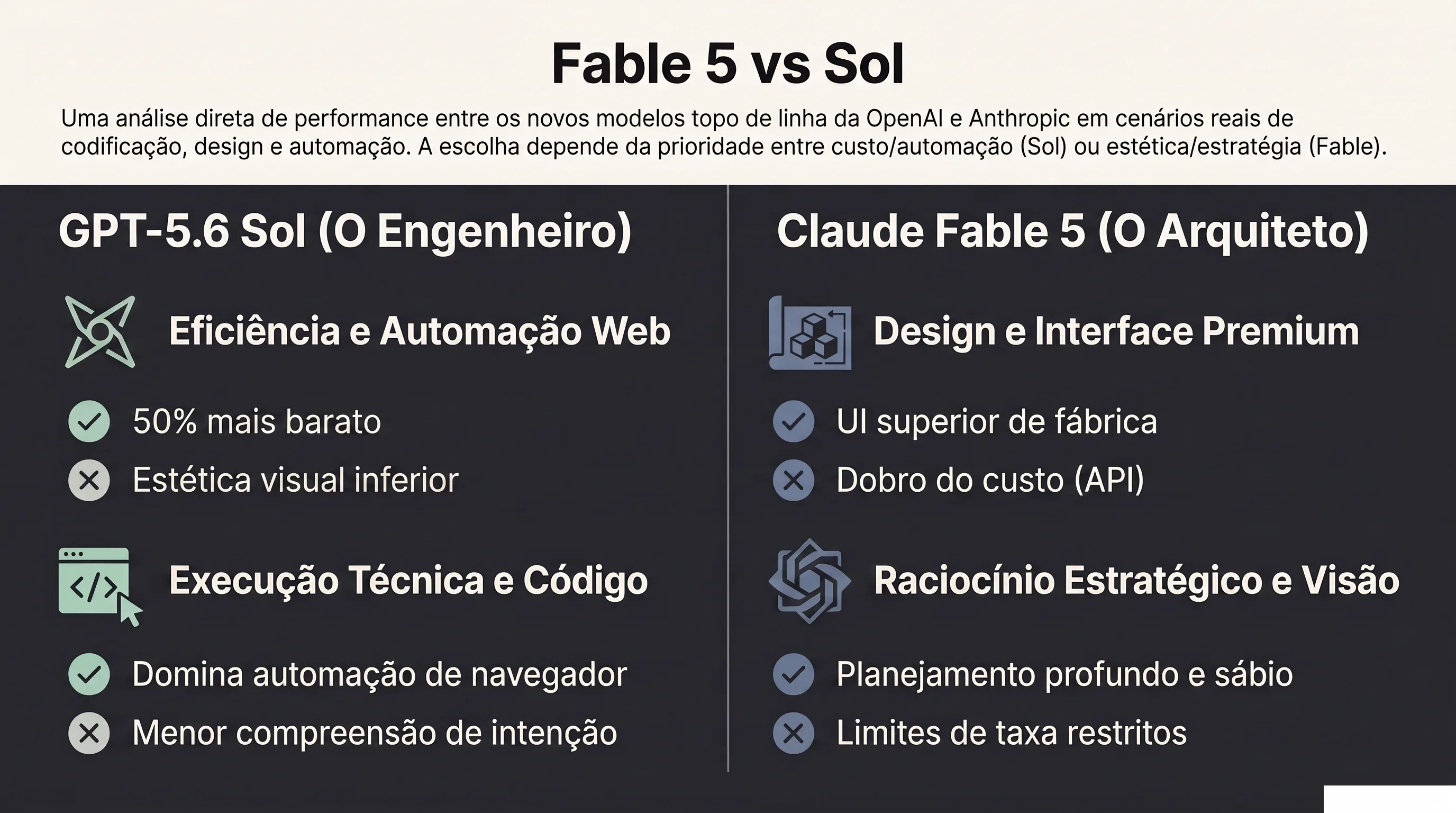 Fluxo de teste head-to-head entre os dois modelos