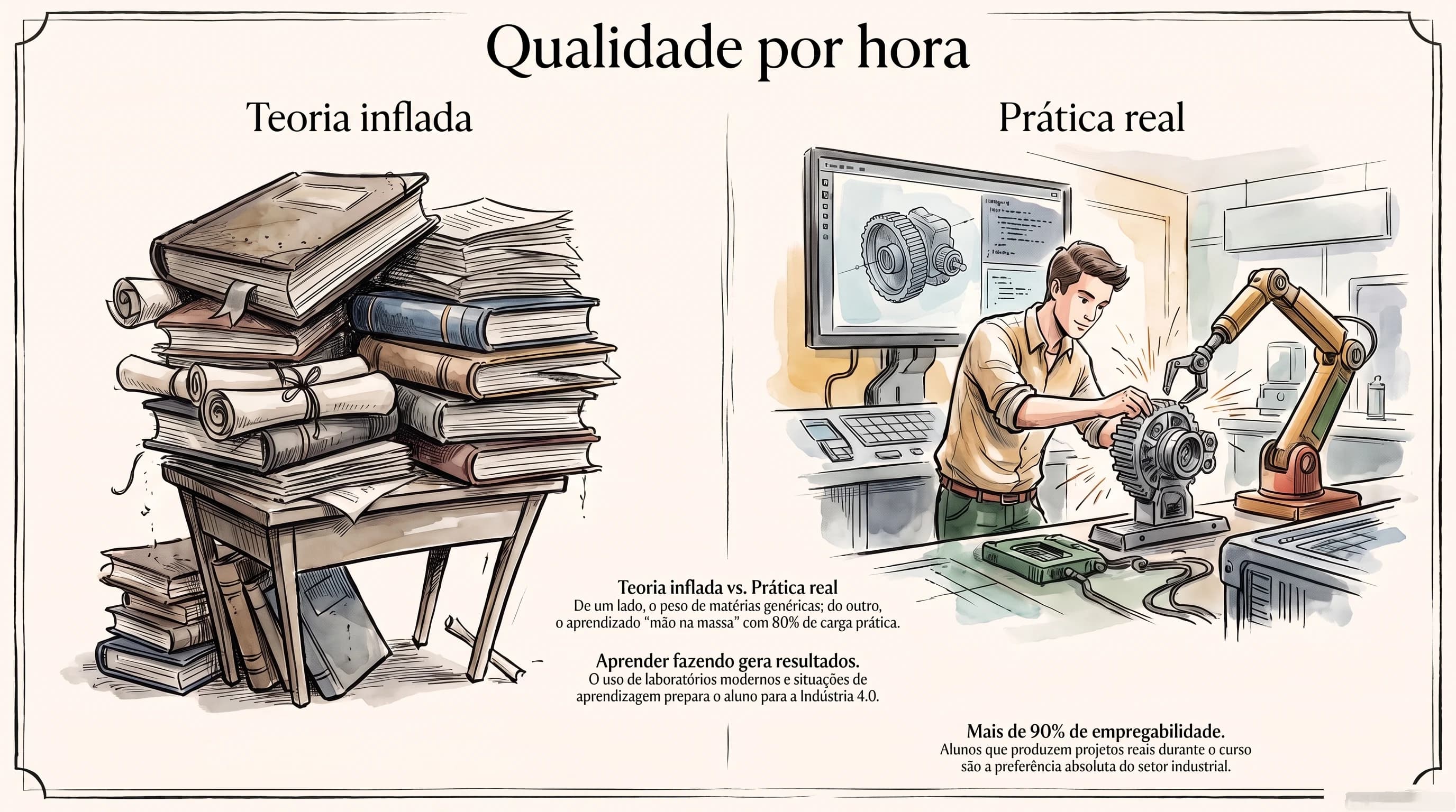 Contraste entre teoria inflada e prática real em laboratório